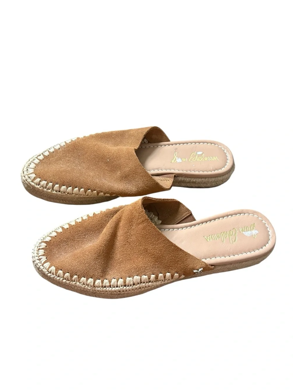 Sam Edelman Austin Suede Espadrille Mules Tan Brown Slip On Size 7.5